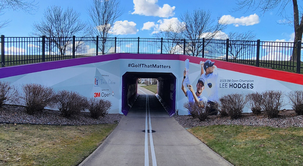 3M Open Golf Tournament tunnel with branded graphics