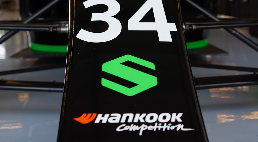 number 34 on racecar with Hankook sponsor branding