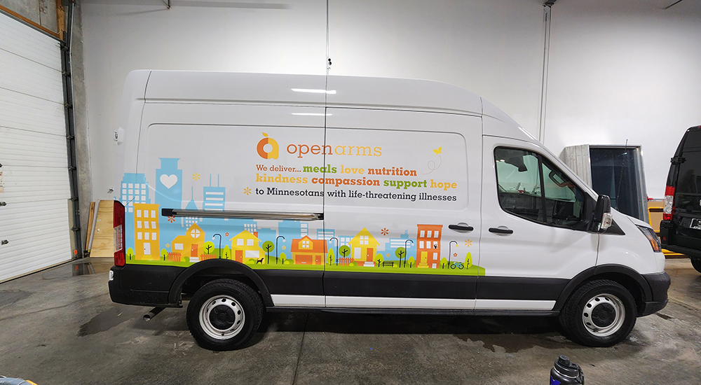 Open Arms custom van wrap