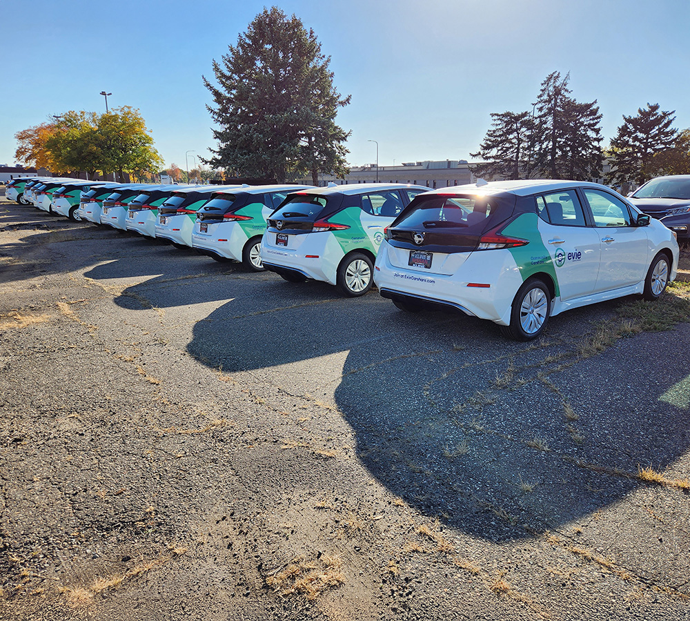 A fleet of cars with custom vinyl wraps